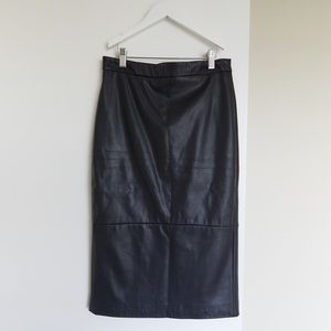 RW&CO Faux Vegan Leather Black Midi Pencil Skirt